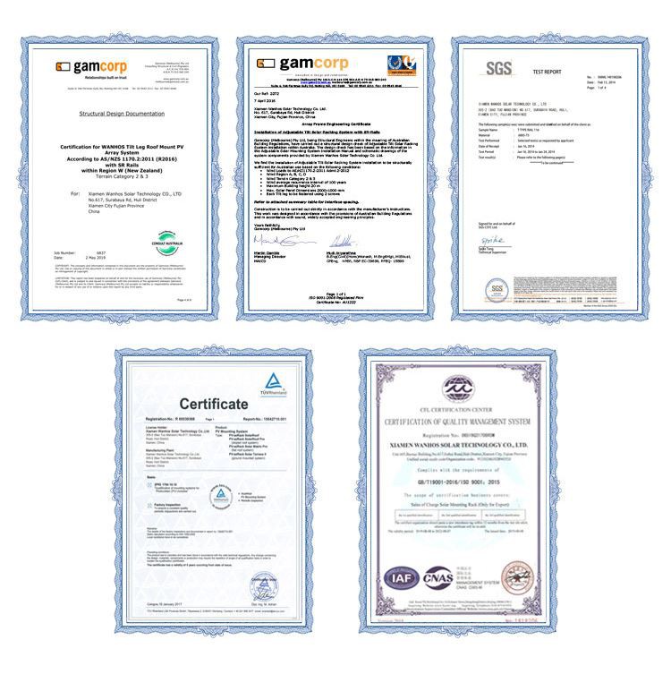 Certificate of Rv Solar Panel Brackets